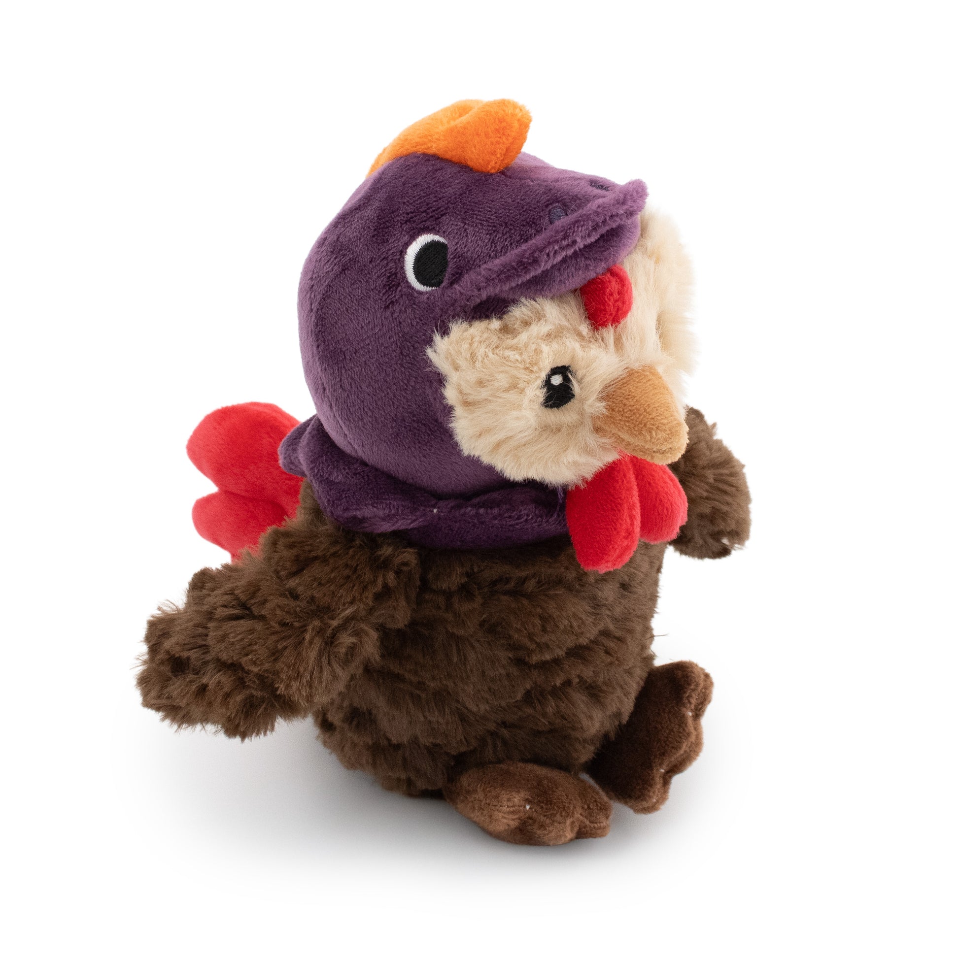 7" Peckyrex w/ squeaker ball & Crinkle plush dog toy with soft fabric, designed for gentle play and cuddling