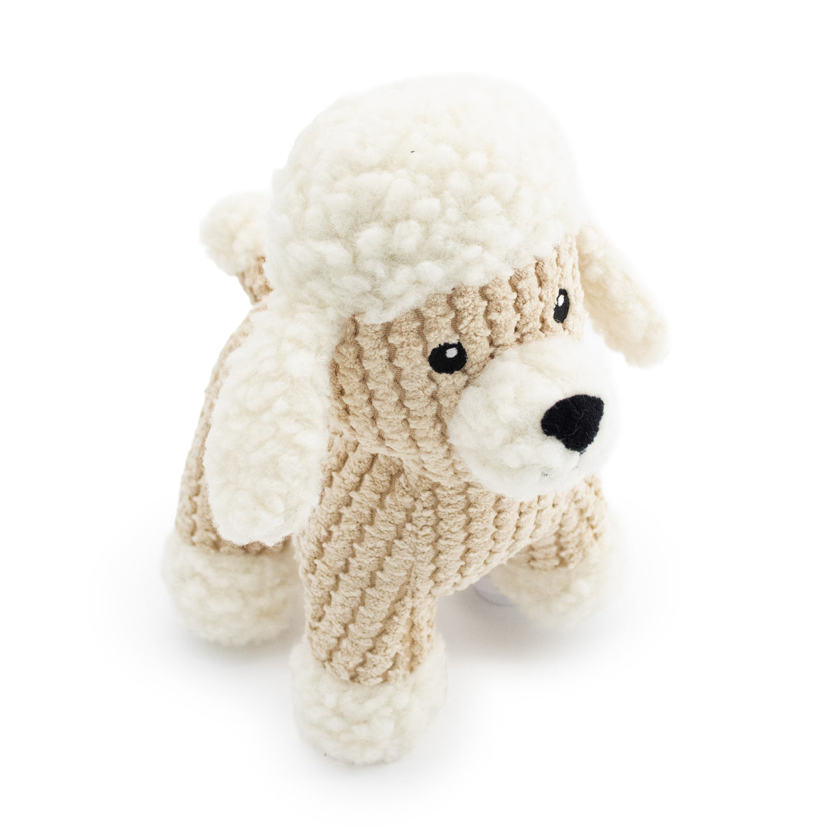 Giftable World Pet 9" Fifi Poodle w/ Squeaker & Crinkle - corduroy dog toy with squeaker and crinkle