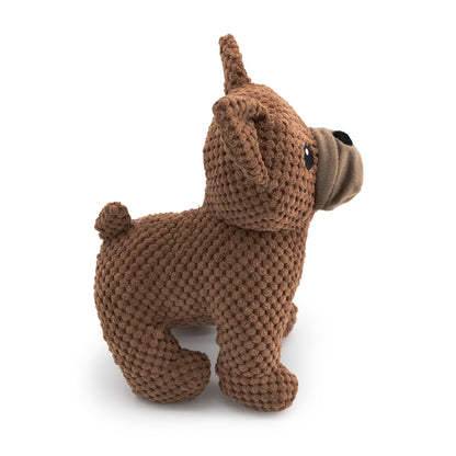 9" Chestnut w/ Squeaker & Crinkle plush dog toy with soft fabric, designed for gentle play and cuddling
