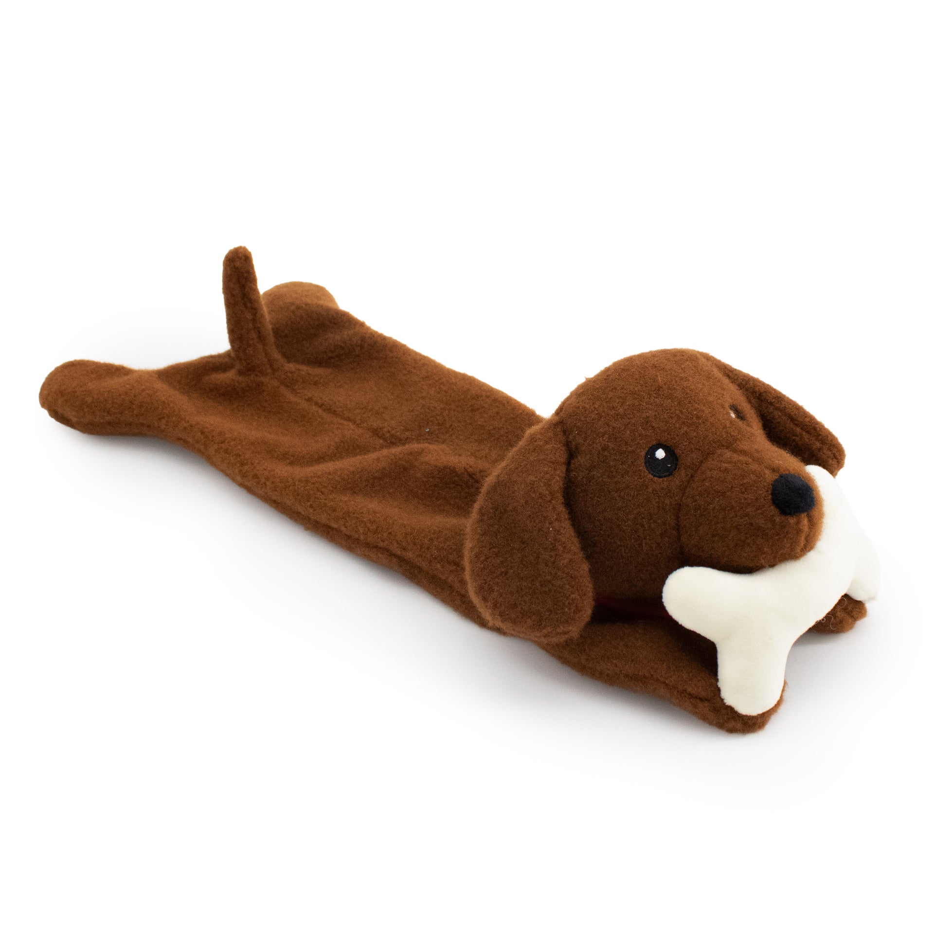 18" Churro Flattie w/ Squeaker Ball plush dog toy with soft fabric, designed for gentle play and cuddling
