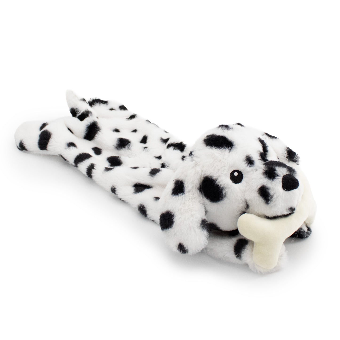 18" Dottie Flattie w/ Squeaker Ball plush dog toy with soft fabric, designed for gentle play and cuddling