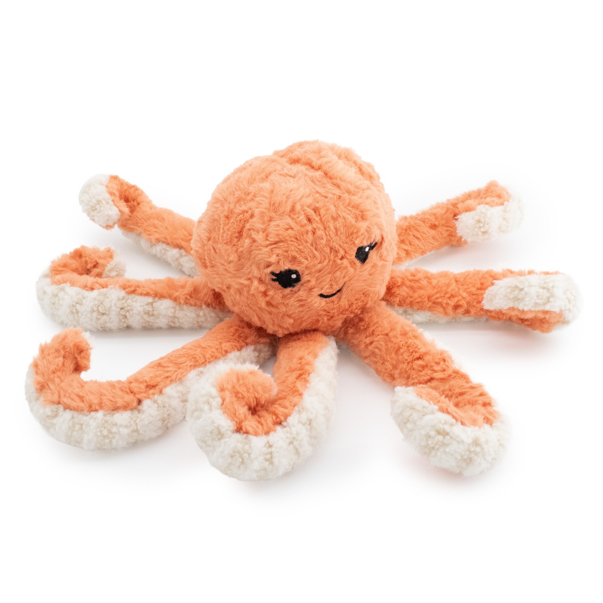 12" Peaches Octo w/ Squeaker Ball & Crinkle plush dog toy with soft fabric, designed for gentle play and cuddling