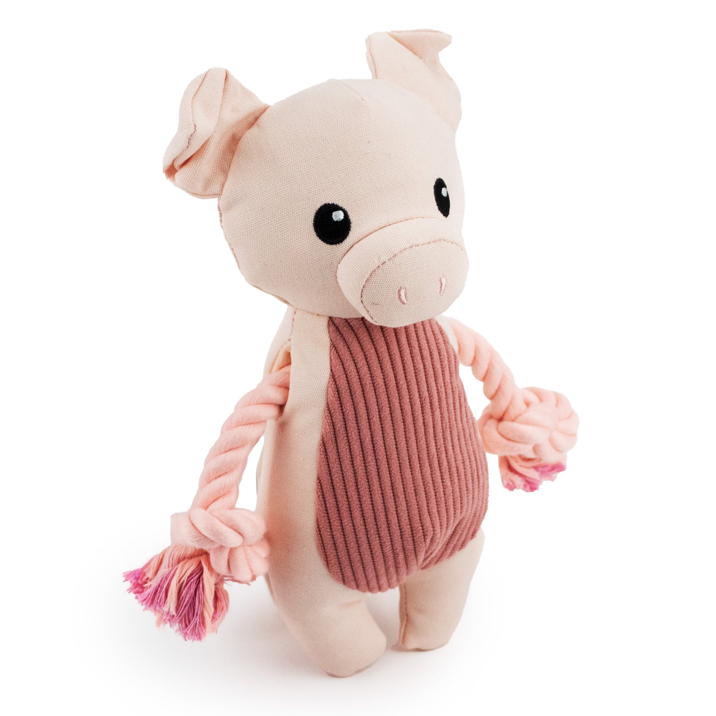 9" Canvy Pig plush dog toy with soft fabric, designed for gentle play and cuddling