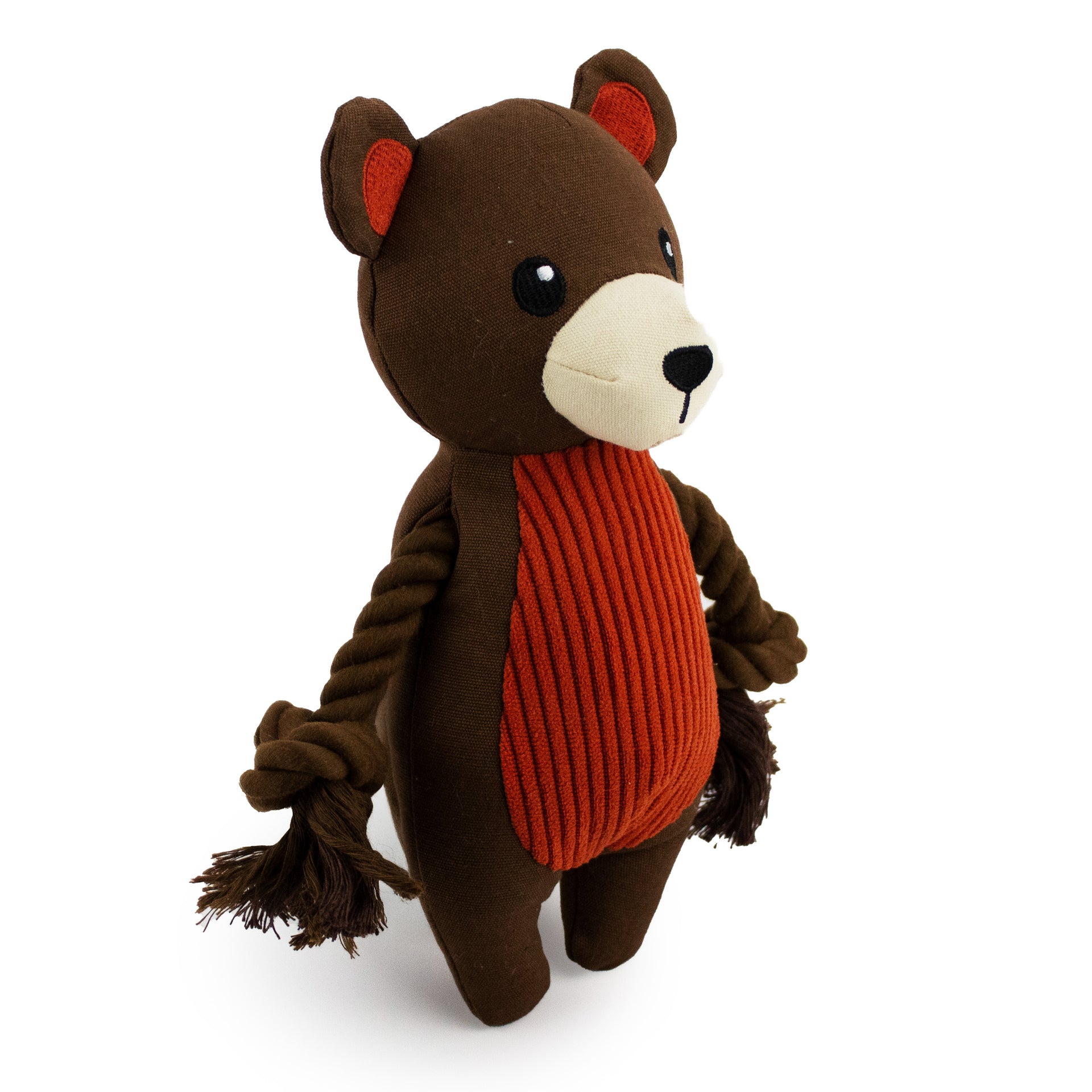9" Canvy Bear w/ Squeaker plush dog toy with soft fabric, designed for gentle play and cuddling
