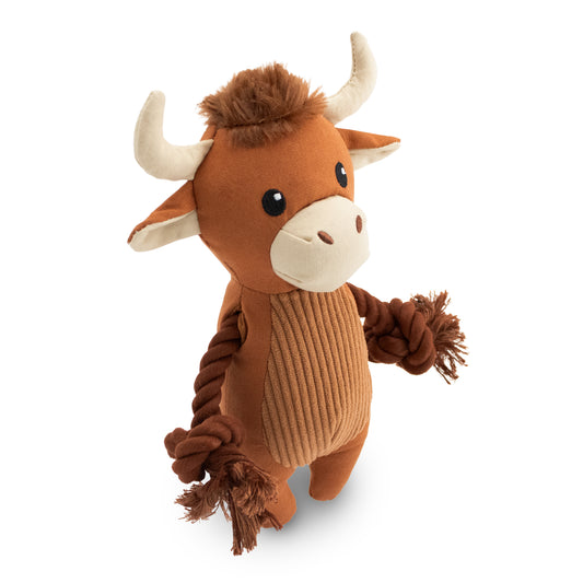 Giftable World Pet 9" Canvy Highland Cow - canvas dog toy with squeaker and crinkle