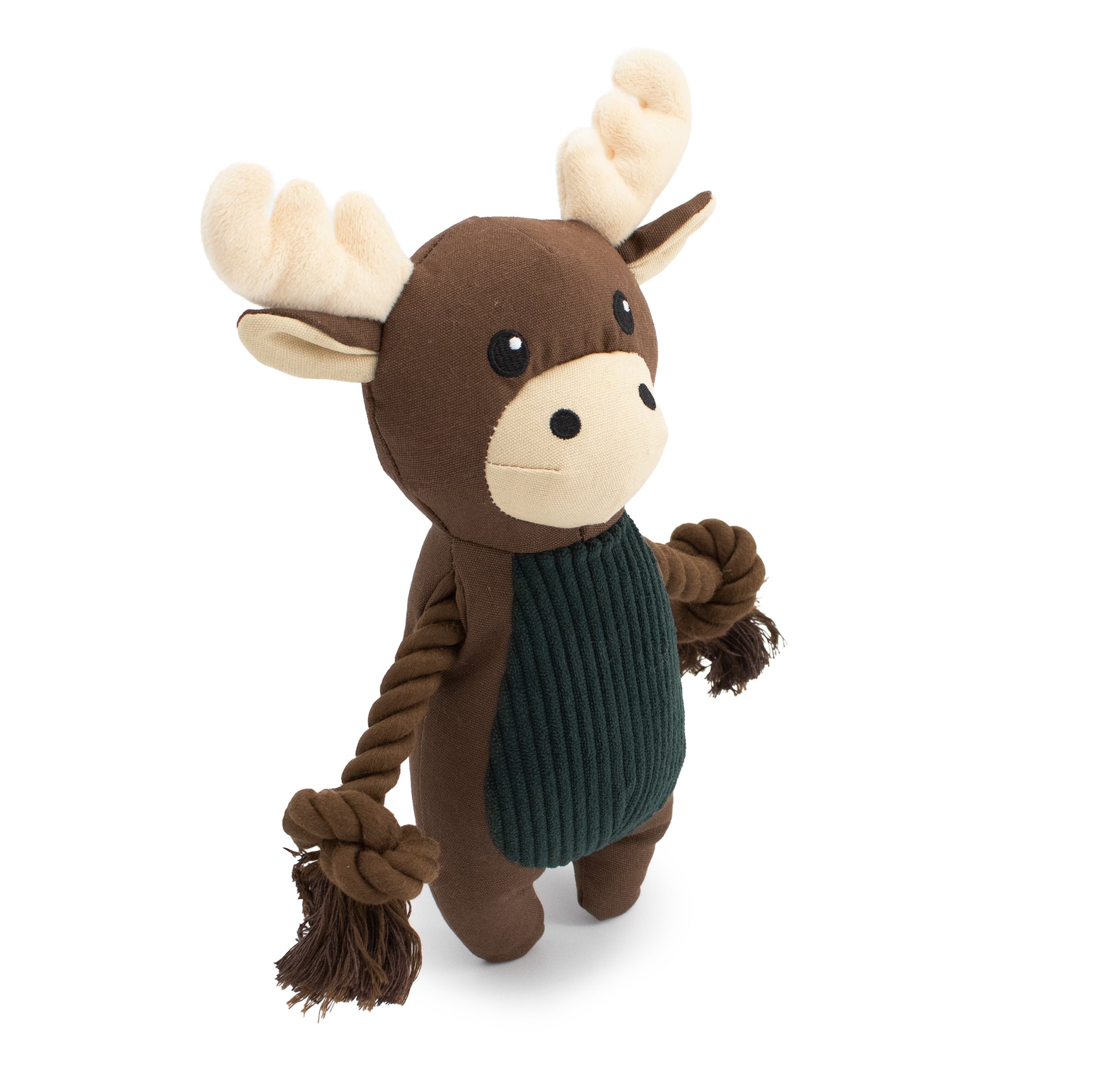 9" Canvy Moose plush dog toy with soft fabric, designed for gentle play and cuddling