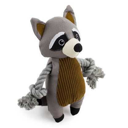 9" Canvy Raccoon plush dog toy with soft fabric, designed for gentle play and cuddling