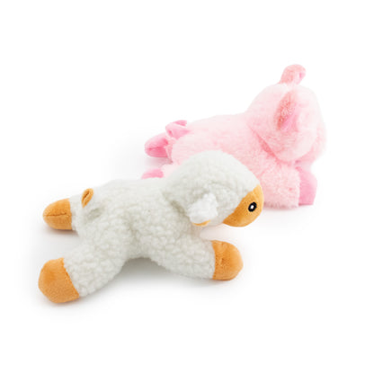 7" Wee Pig & Lamb - 2 Pack plush dog toy with soft fabric, designed for gentle play and cuddling