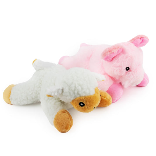 7" Wee Pig & Lamb - 2 Pack plush dog toy with soft fabric, designed for gentle play and cuddling