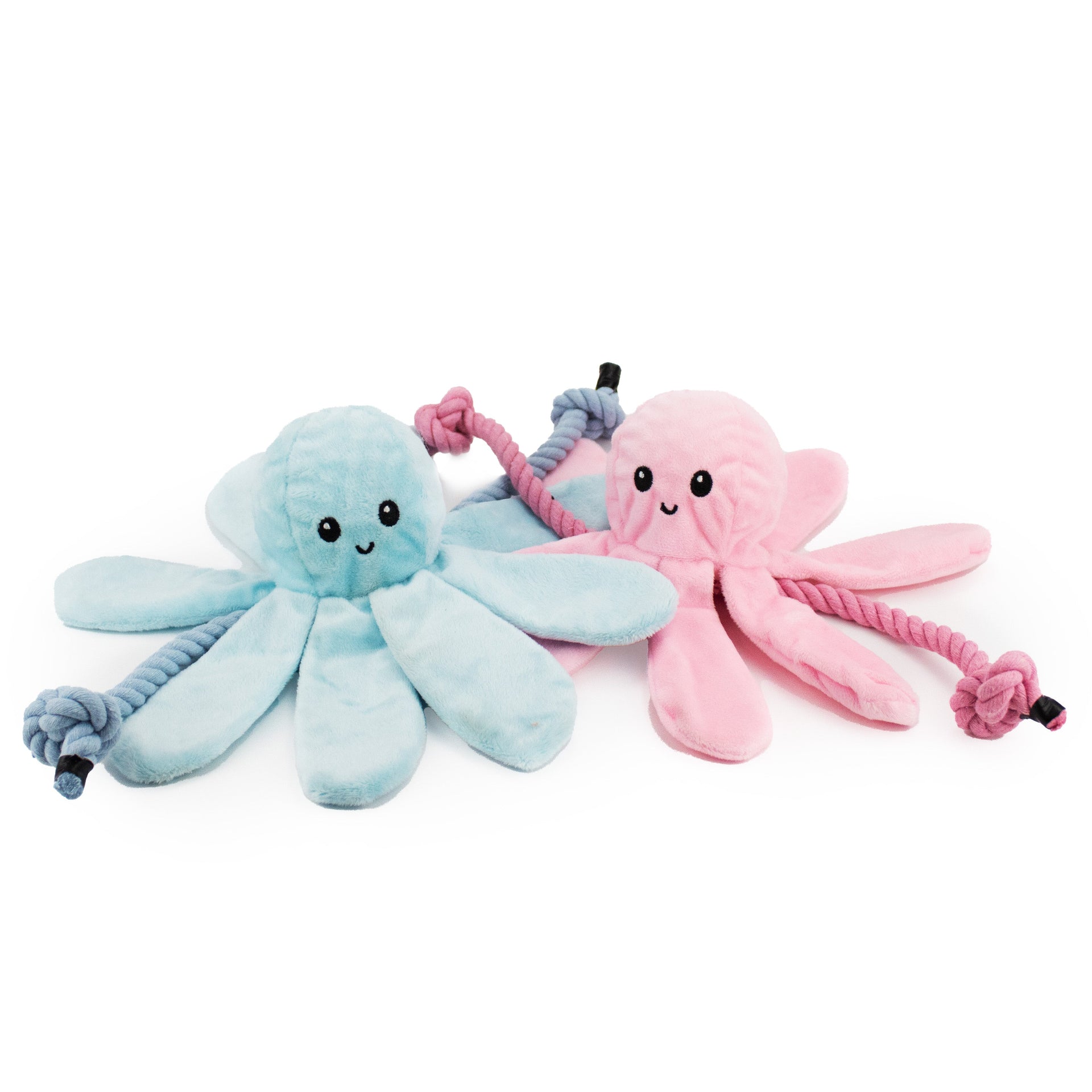 7" Itty Bitty Octopus - 2 Pack RnR plush dog toy with soft fabric, designed for gentle play and cuddling