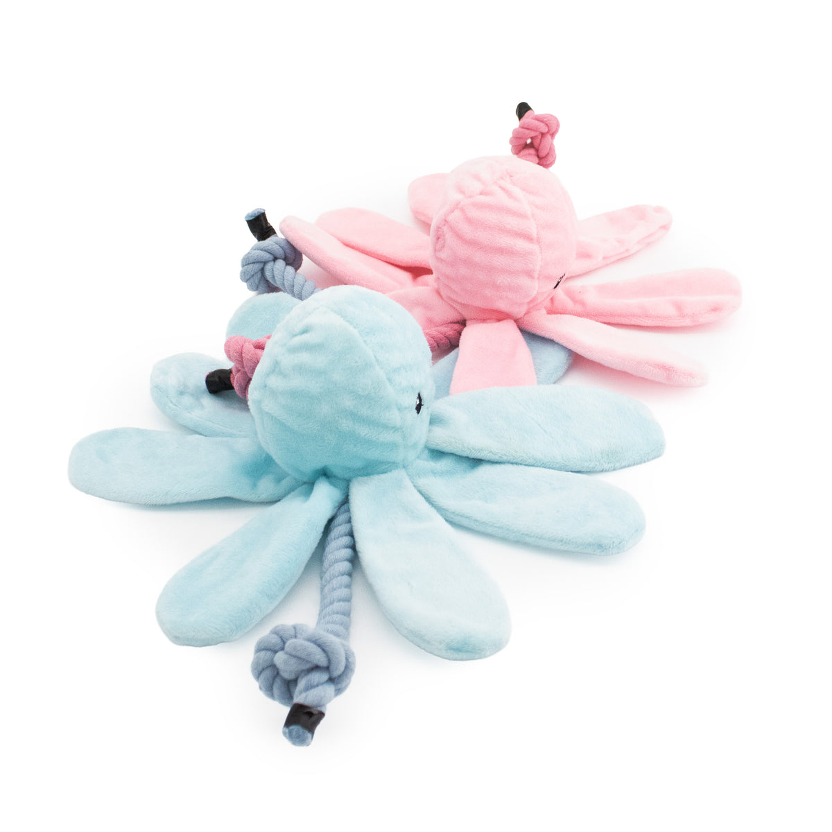 7" Itty Bitty Octopus - 2 Pack RnR plush dog toy with soft fabric, designed for gentle play and cuddling