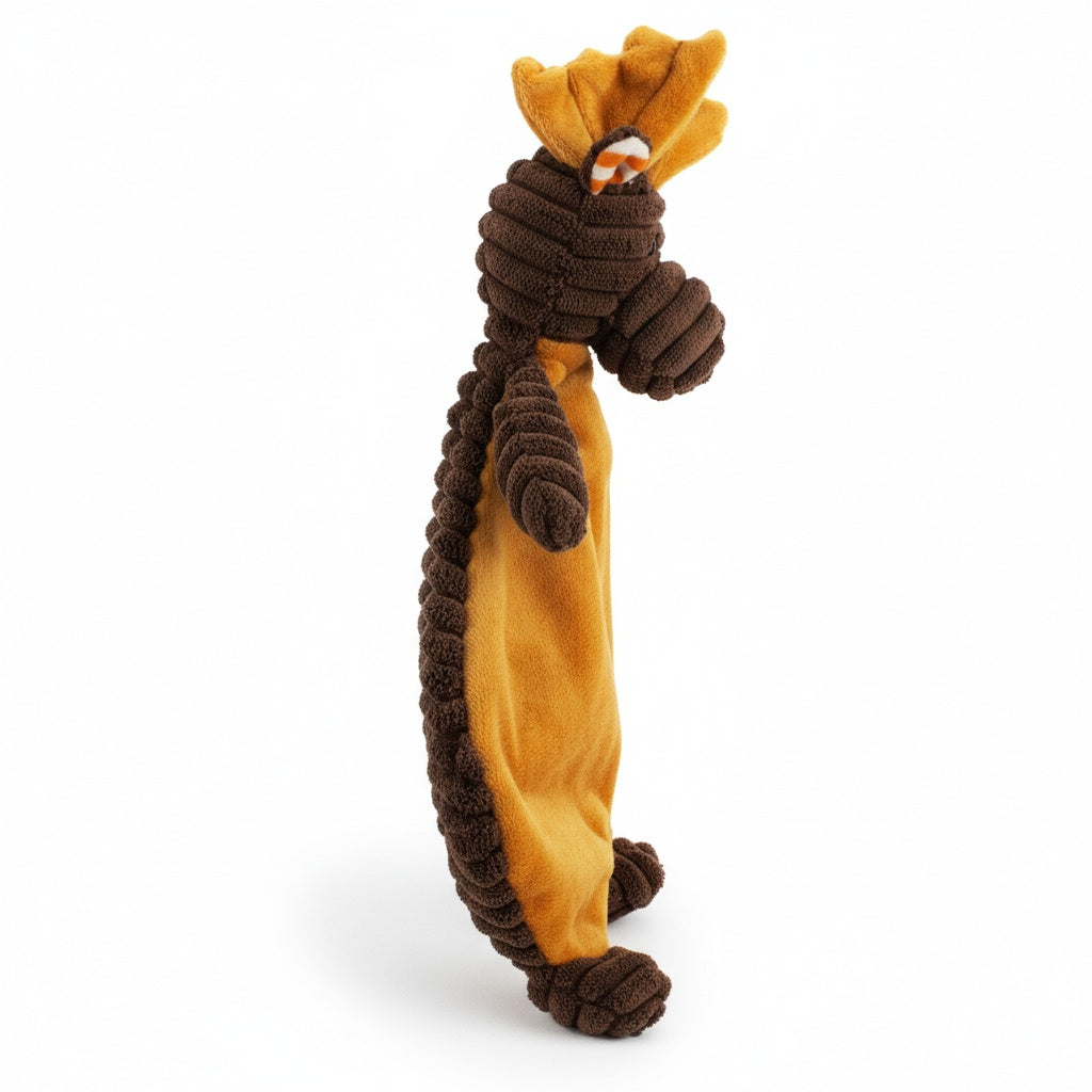 12" Corduroy Moose Flattie plush dog toy with soft fabric, designed for gentle play and cuddling