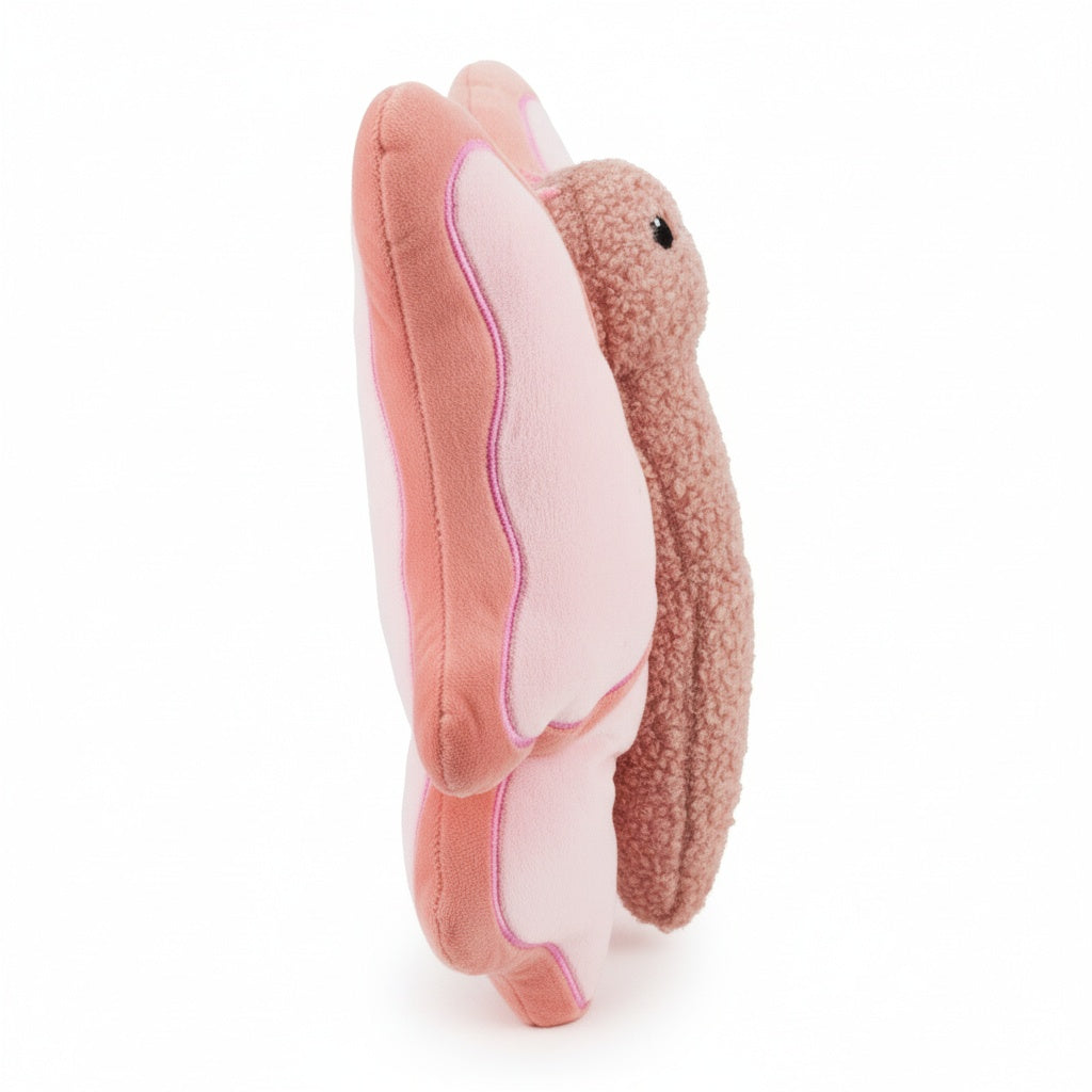 10" Sunnywing w/ Squeaker & Crinkle- Rose plush dog toy with soft fabric, designed for gentle play and cuddling
